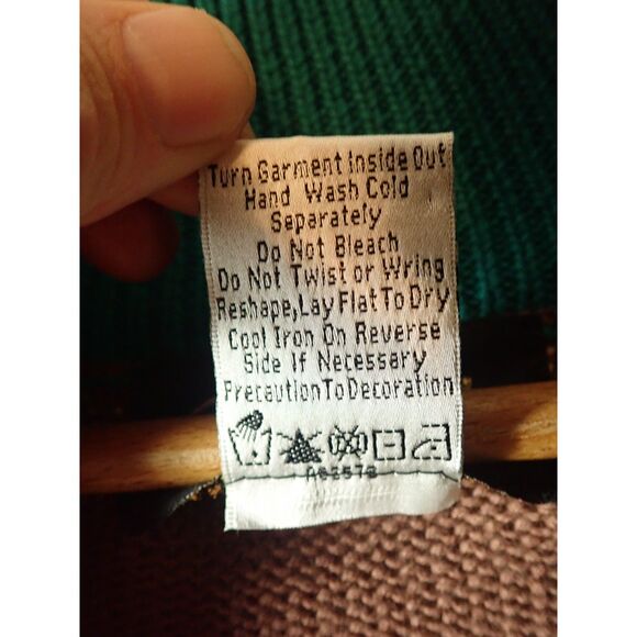 Bob Mackie Wearable Art Brown Full-Zip Sweater Beaded Turquoise Fringe Medium - Picture 10 of 10